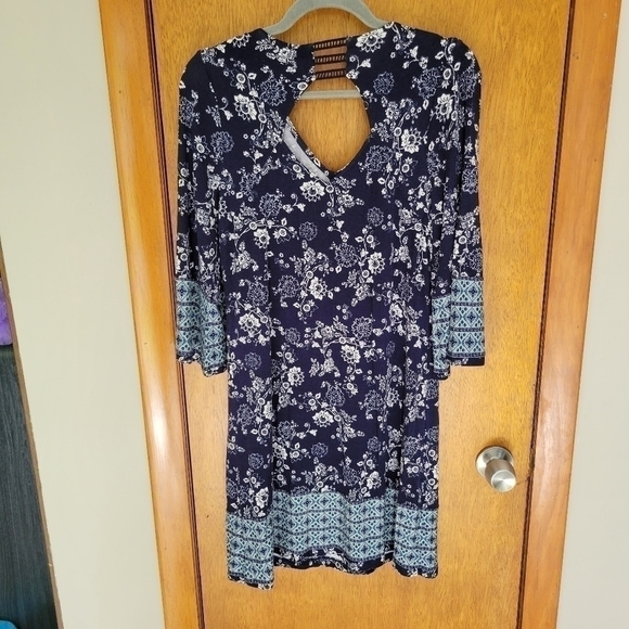 Skies Are Blue Floral Boho Keyhole Dress Small - Picture 2 of 3